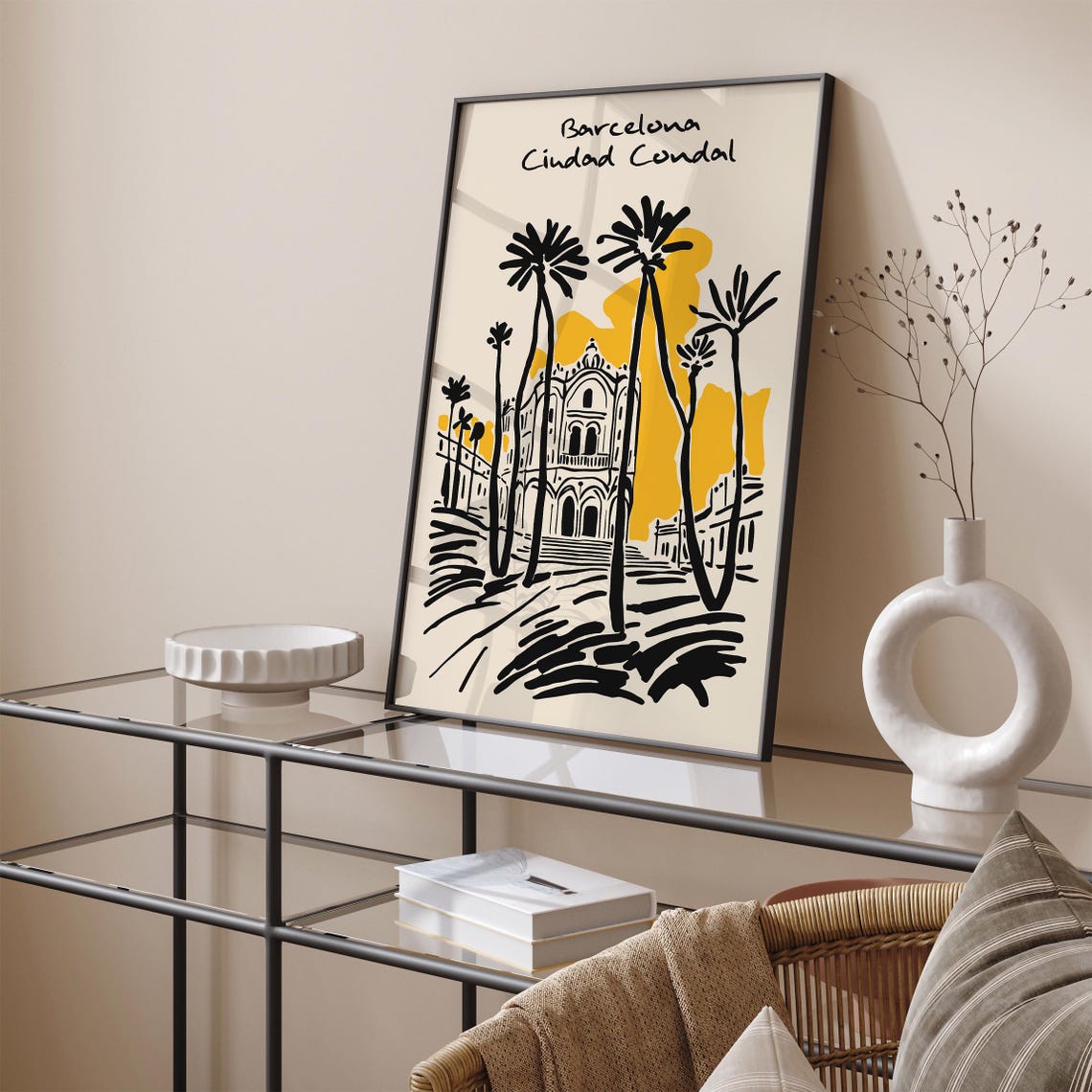 Barcelona Ciudad Condal Cathedral Palm Trees Spain Travel Poster - Image 4