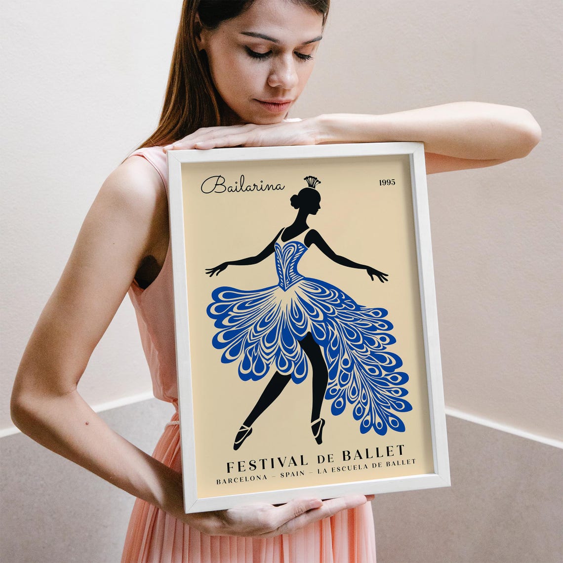 Festival de Ballet Barcelona 1995 Blue Peacock Tutu Dance Poster - Image 3