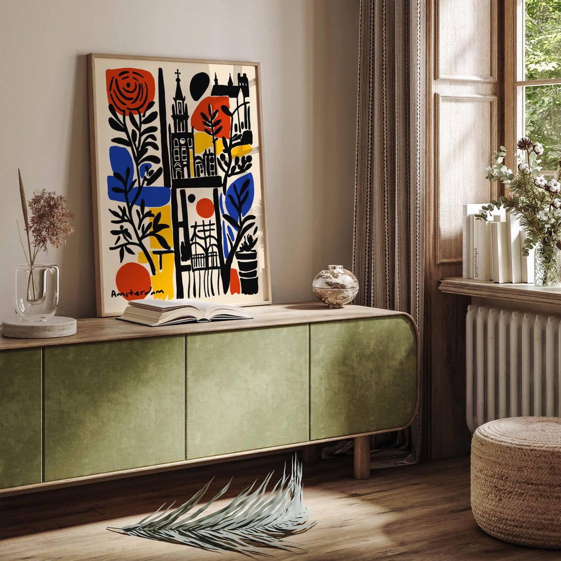 Amsterdam Travel Poster Colorful Abstract Cityscape Art Print Modern Wall Decor Urban Botanical European City Art Dutch Travel Souvenir - Image 3