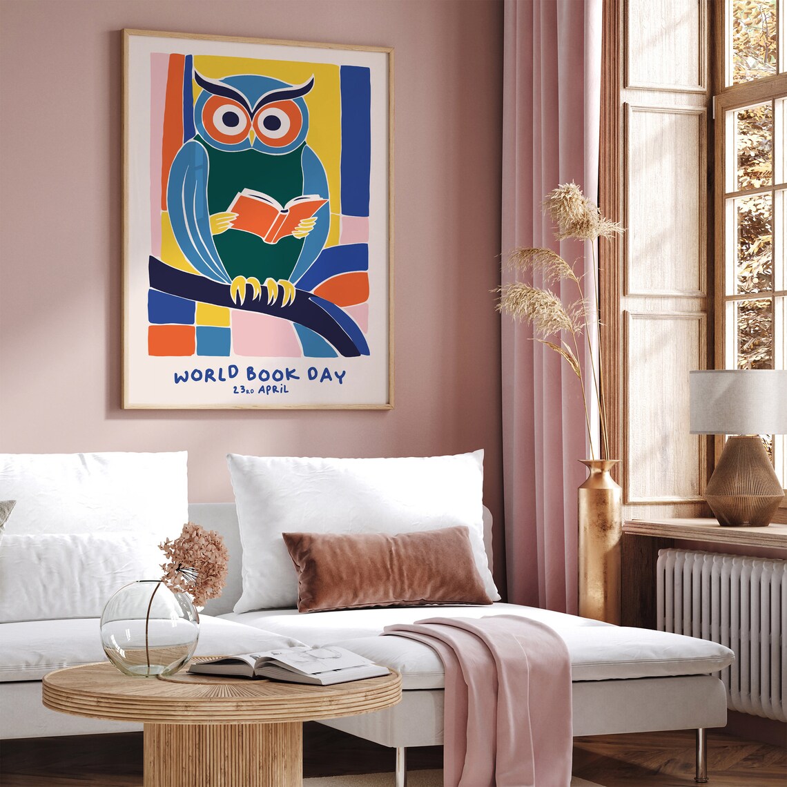 World Book Day Library April Cute Owl Reading Colorful Poster - Image 6