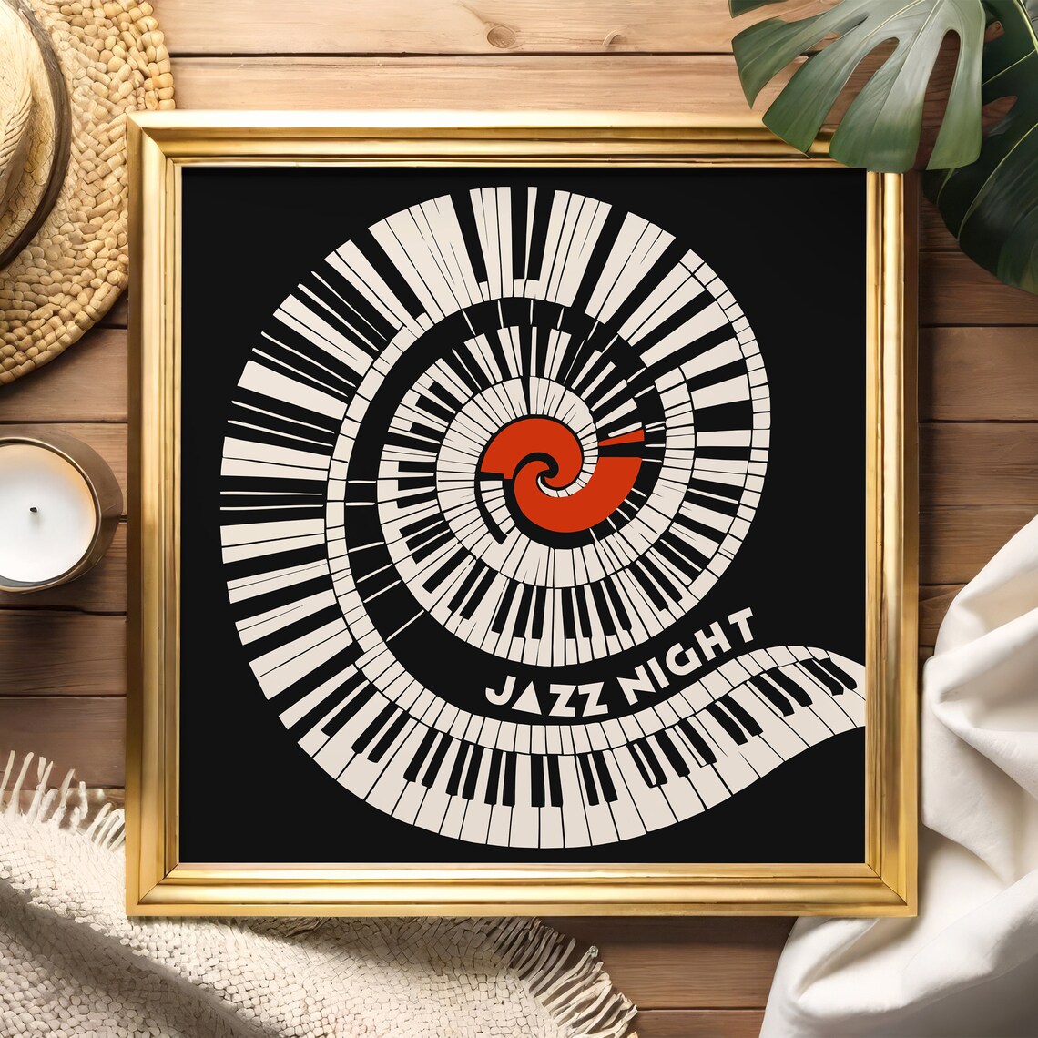 Jazz Night Spiral Piano Keyboard Bold Graphic Music Art Poster - Image 3