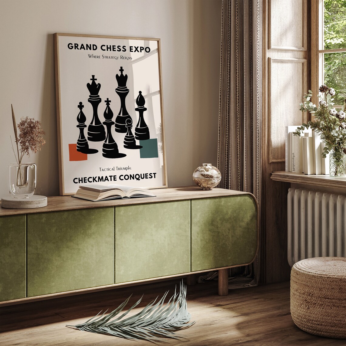 Grand Chess Expo Checkmate Conquest Vintage Strategy Game Poster - Image 3