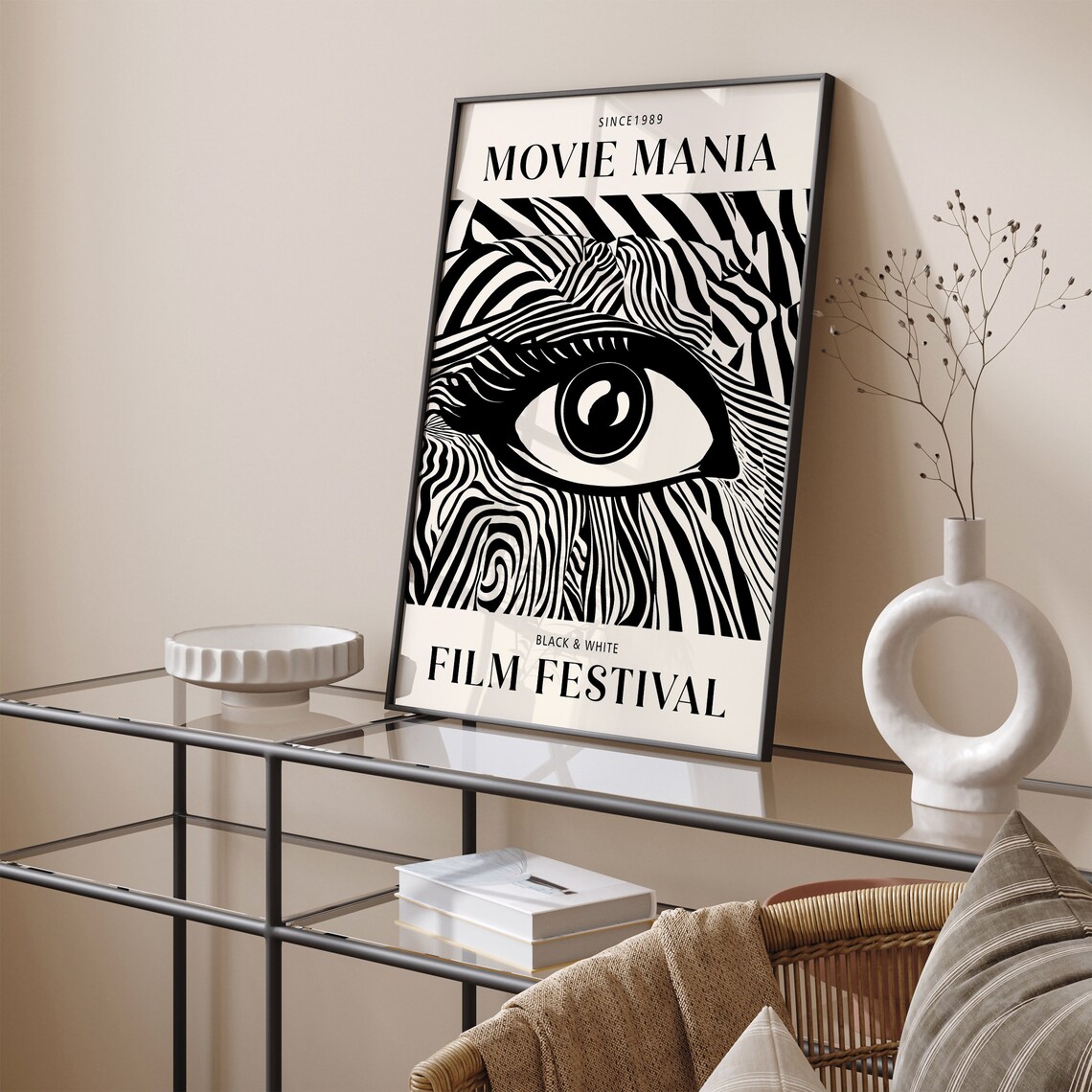 Movie Mania Black White Eye Black And White Film Festival Poster - Image 2
