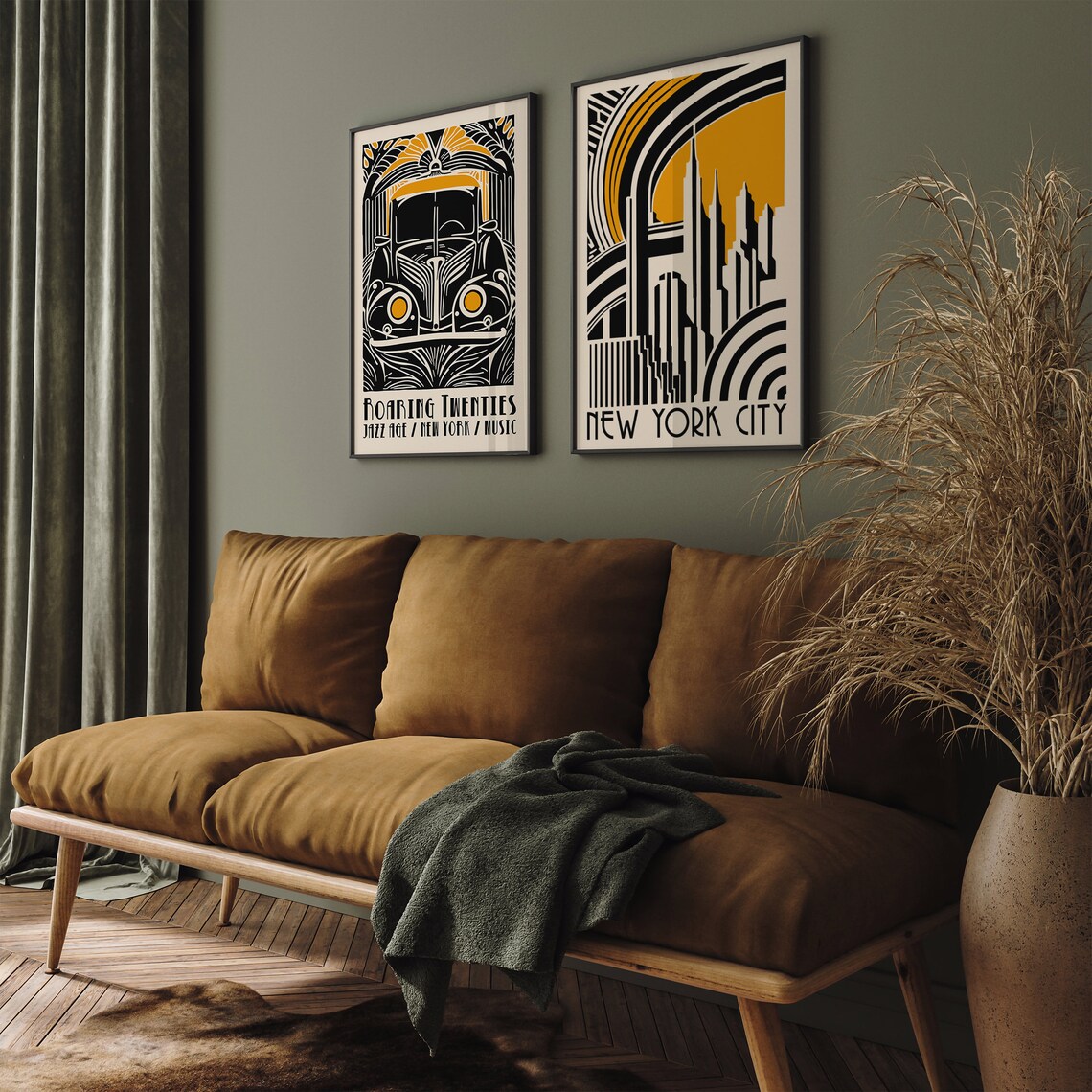 Art Deco Poster New York City Wall Art Black And Beige 20s Retro Wall Decor Art Nouveau Print Vintage Car Poster Roaring Twenties Art - Image 3