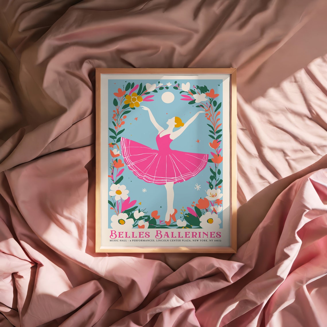 Belles Ballerines Lincoln Center Pink Tutu Floral Dancer Poster - Image 5