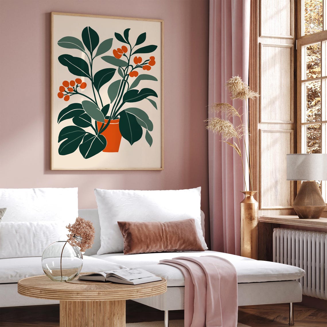 Minimal Botanical Poster Terracotta Pot With Orange Berries Art - Image 4