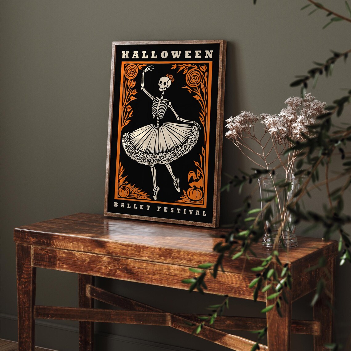 Vintage Halloween Ballet Festival Skeleton Ballerina Dance Poster - Image 4