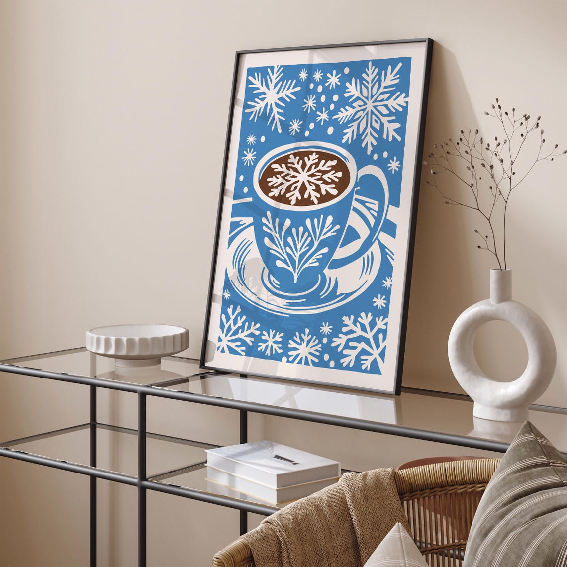 Winter Hot Cocoa Snowflake Cup Cozy Scandinavian Holiday Poster - Image 5