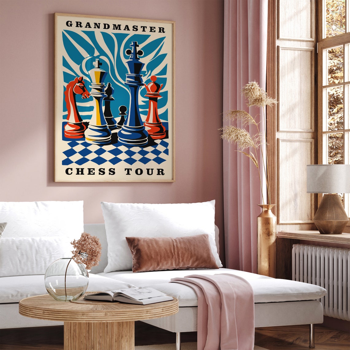 Grandmaster Chess Tour Colorful Pop Art Towering Chess Pieces Poster - Image 2