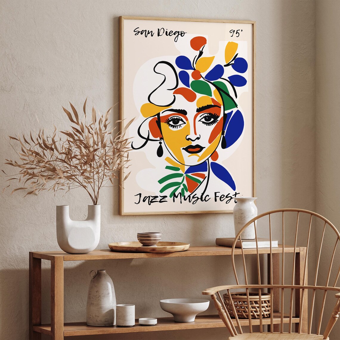 San Diego 95 Jazz Music Fest Abstract Woman Portrait Art Poster - Image 3