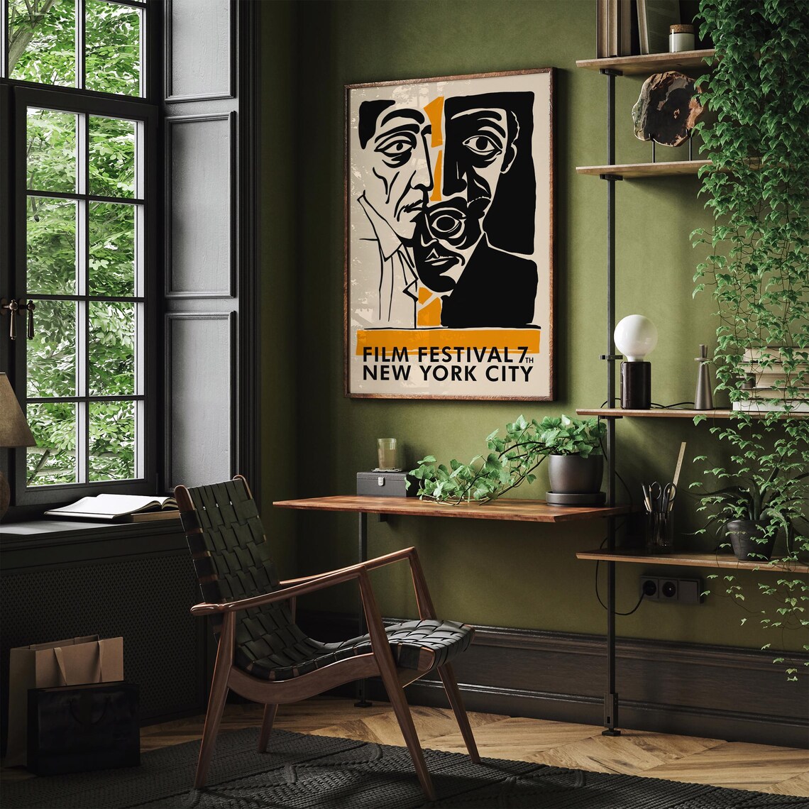 New York City 7th Film Festival Poster with Cubist Faces Art - Image 3