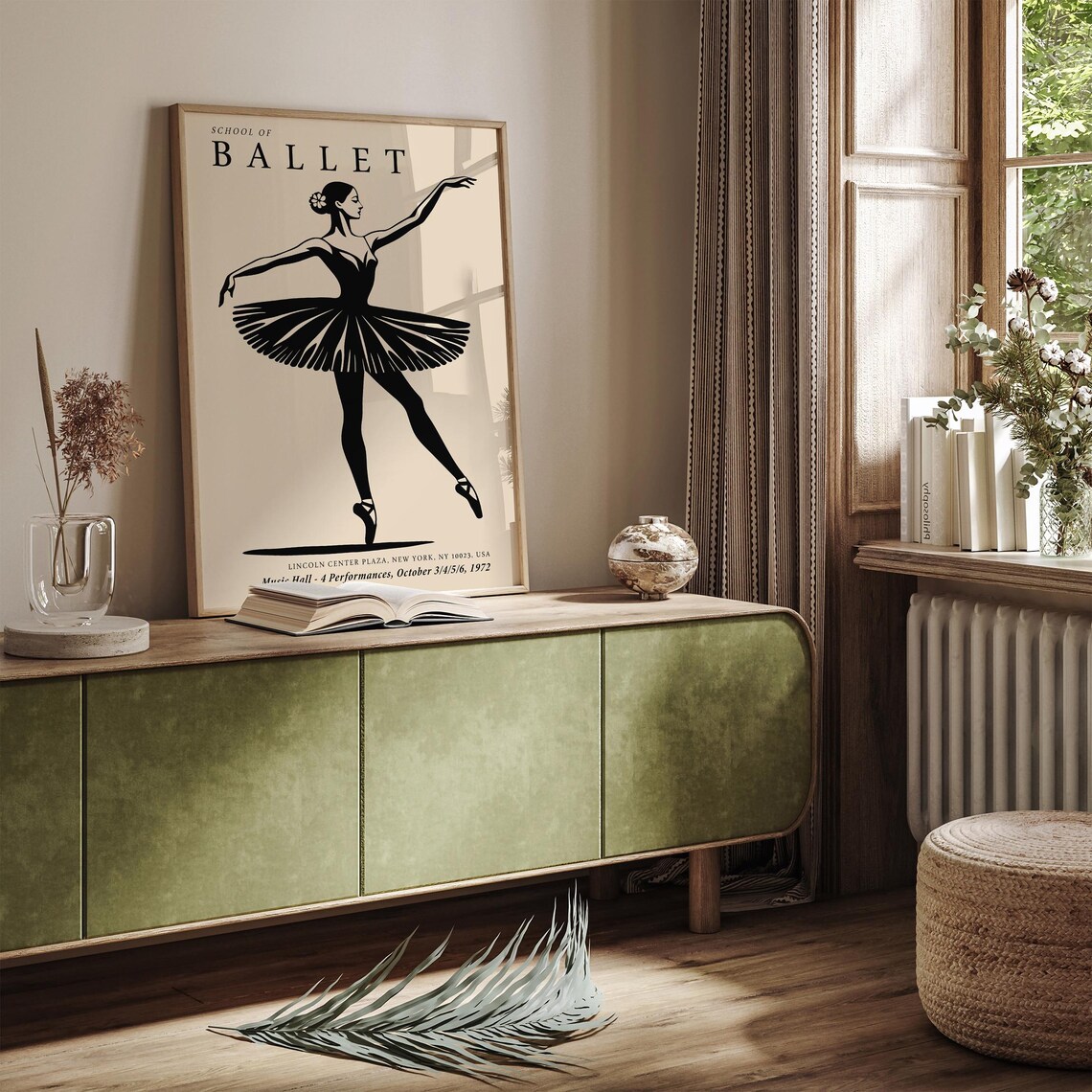 School of Ballet 1972 Black Ballerina Silhouette Beige Poster - Image 6