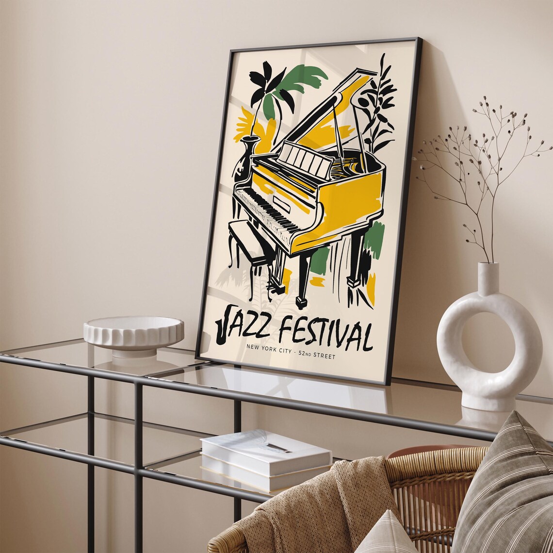 New York 52nd Street Jazz Festival Golden Grand Piano Poster - Image 6