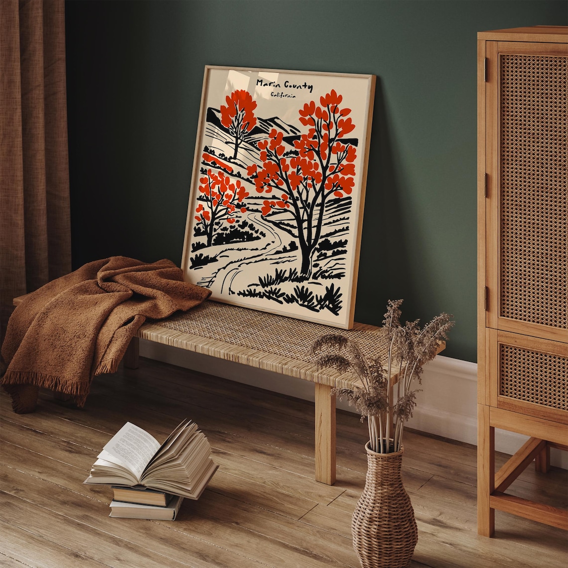 Marin County California Autumn Trees Retro Travel Landscape Poster - Image 6