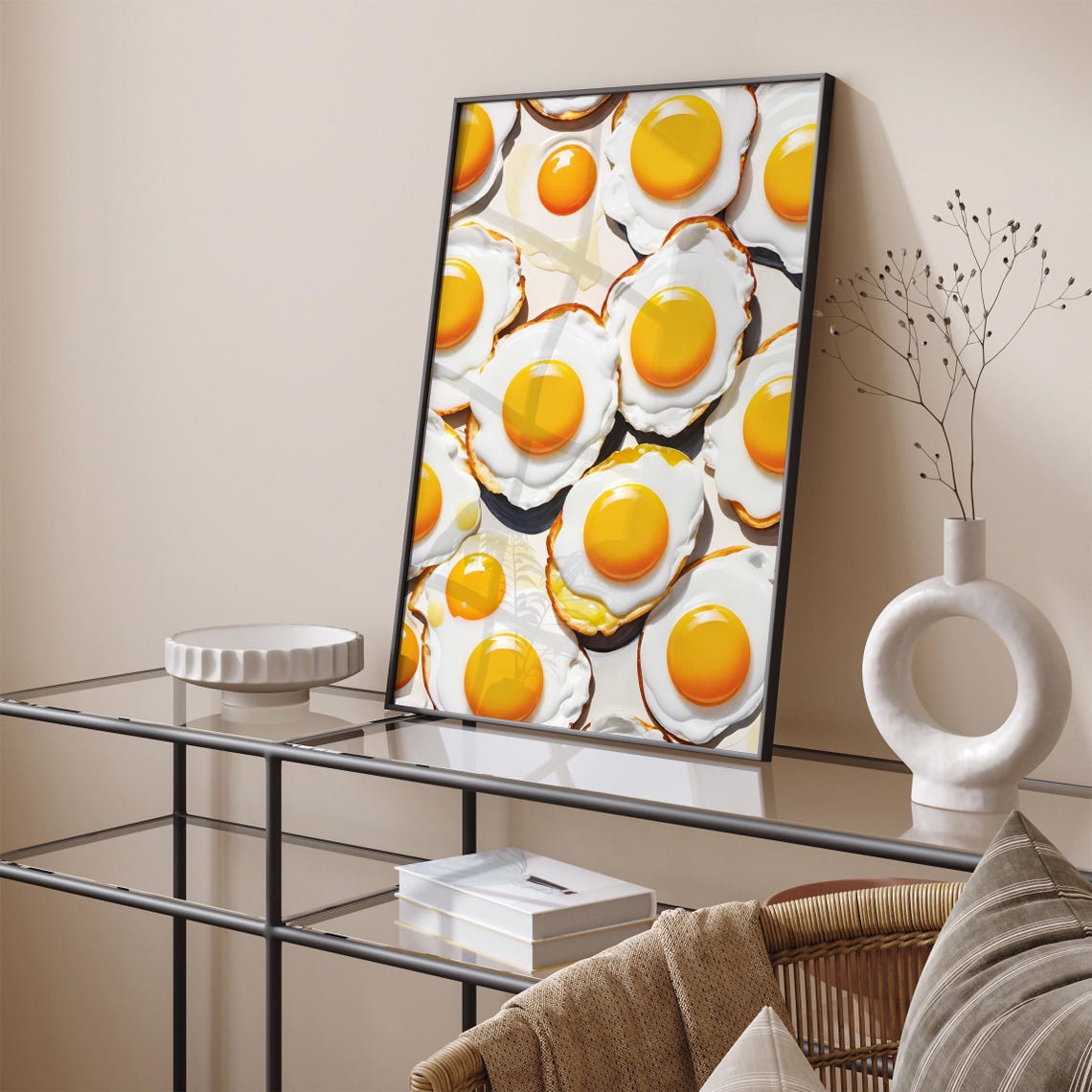 Fried Eggs Pattern Kitchen Photorealistic Food Fun Decorative Poster - Image 5