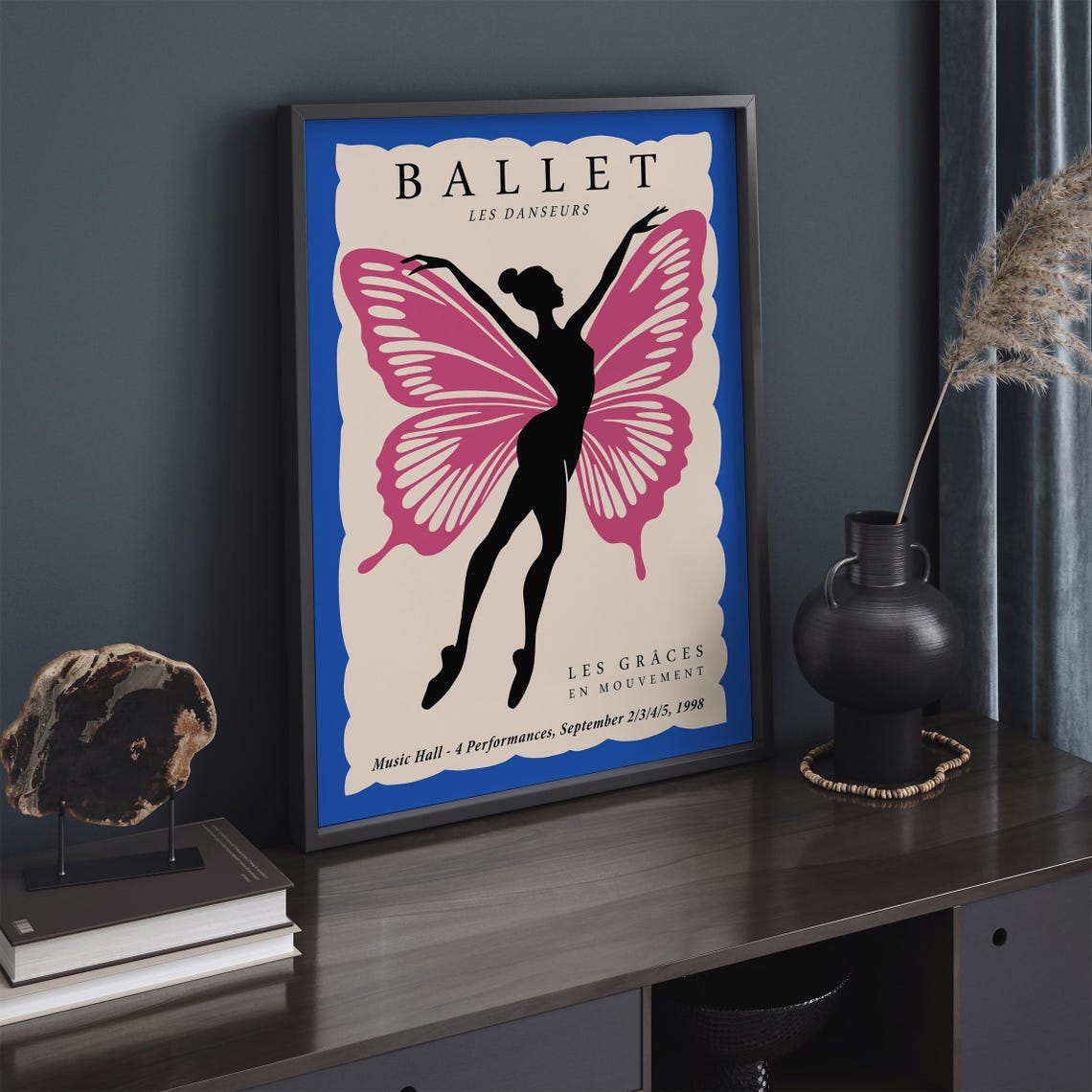 Ballet Les Danseurs 1998 Pink Butterfly Wings Ballerina Poster - Image 2