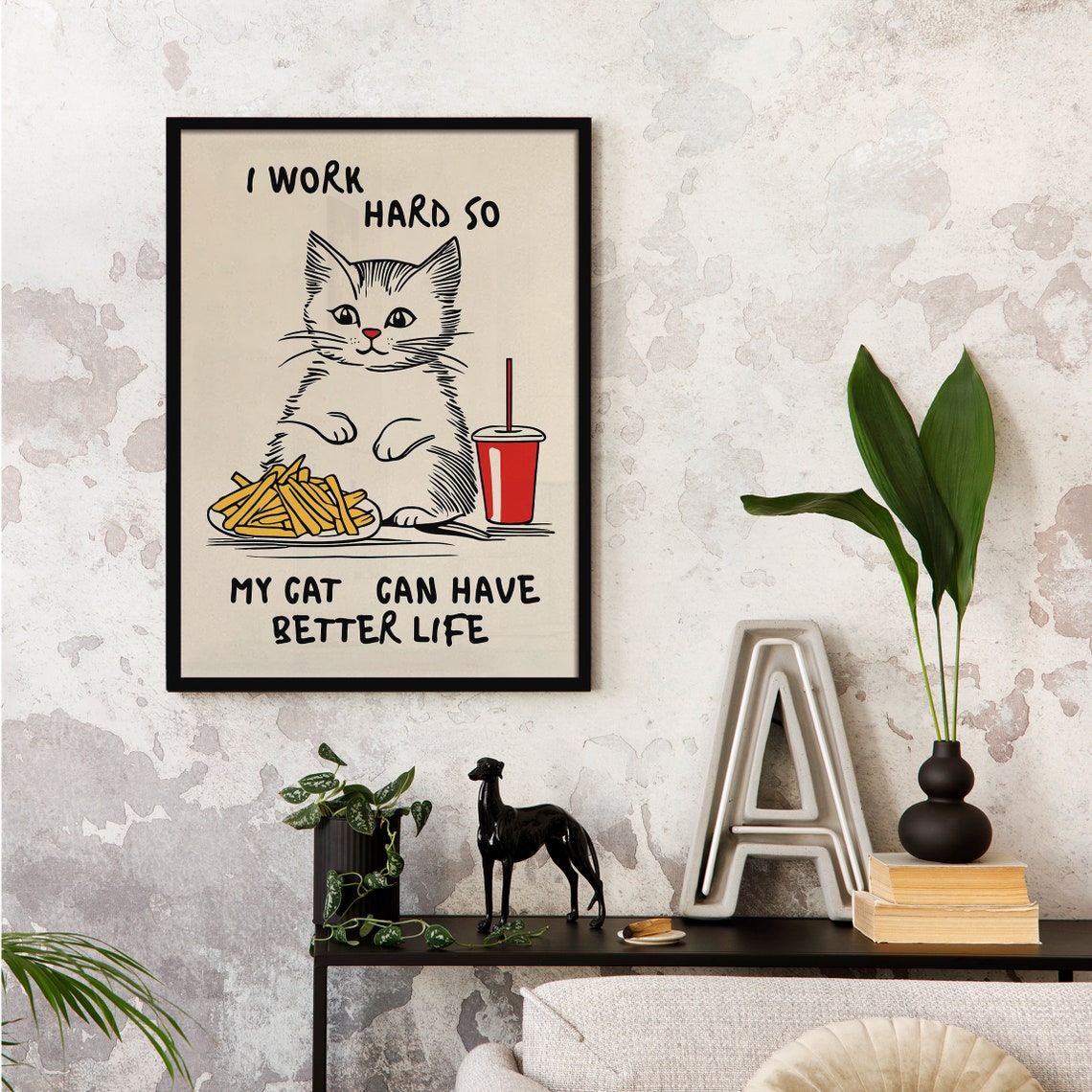Chubby Cat Funny I Work Hard So My Cat Can Have Better Life Poster - Image 2