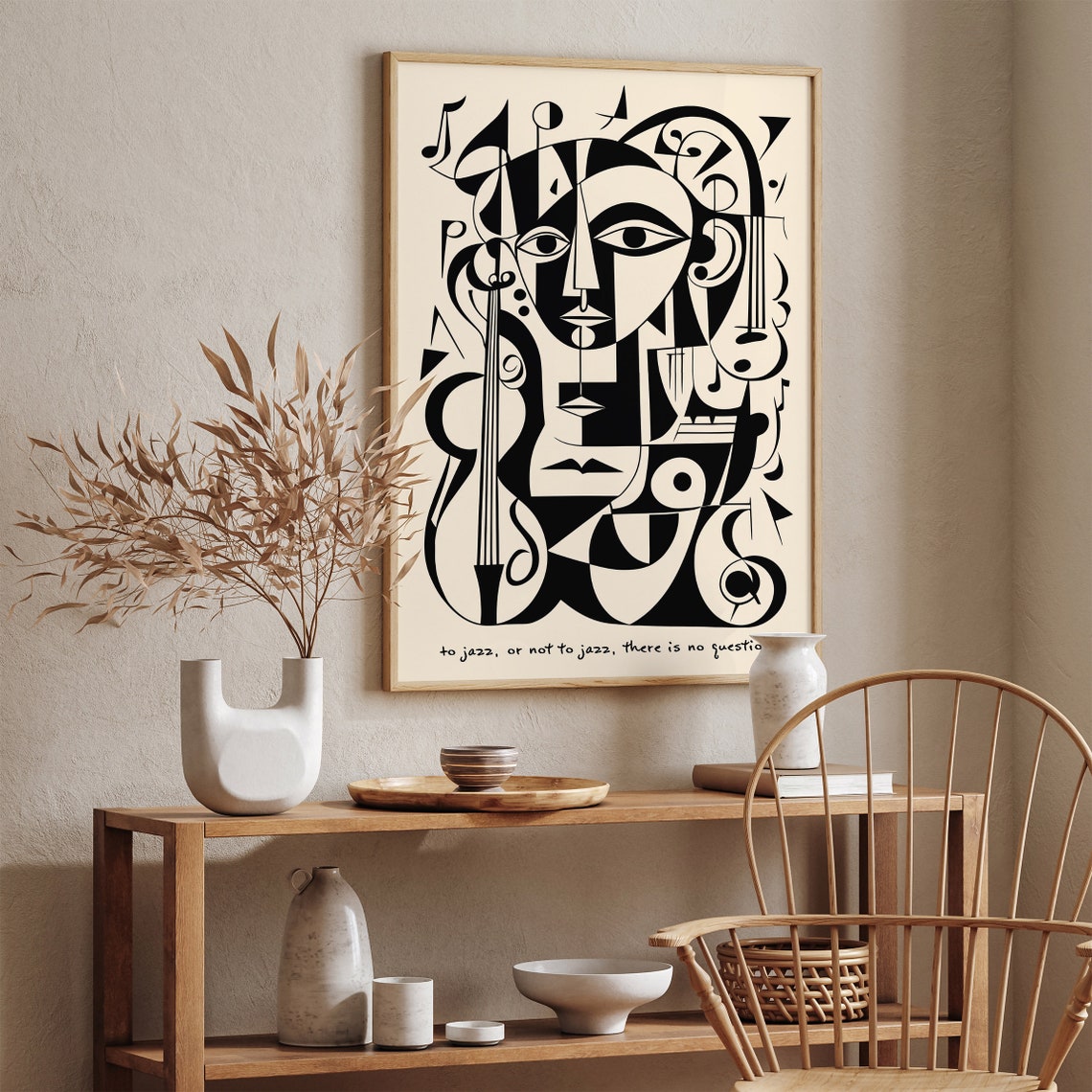 Jazz Music Poster Vintage Music Festival Wall Art L Armstrong Quote Picasso Style Print Music Lovers Gift Bohemian Wall Art Retro Art - Image 2