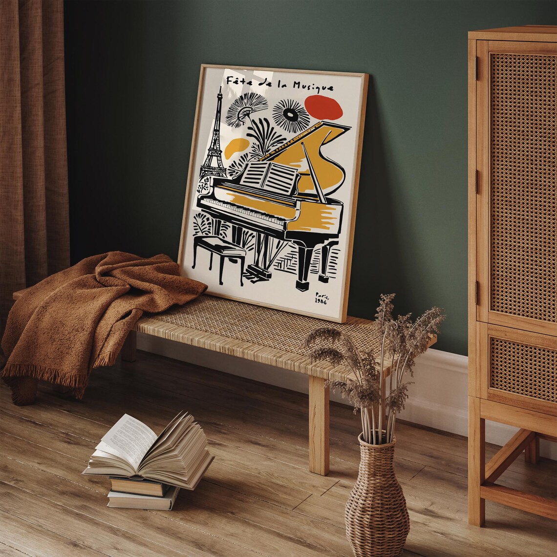Fête de la Musique Paris 1986 Golden Grand Piano Eiffel Poster - Image 5
