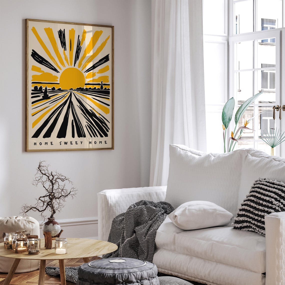 Home Sweet Home Sunrise Road Big Yellow Black Sunburst Poster - Image 6