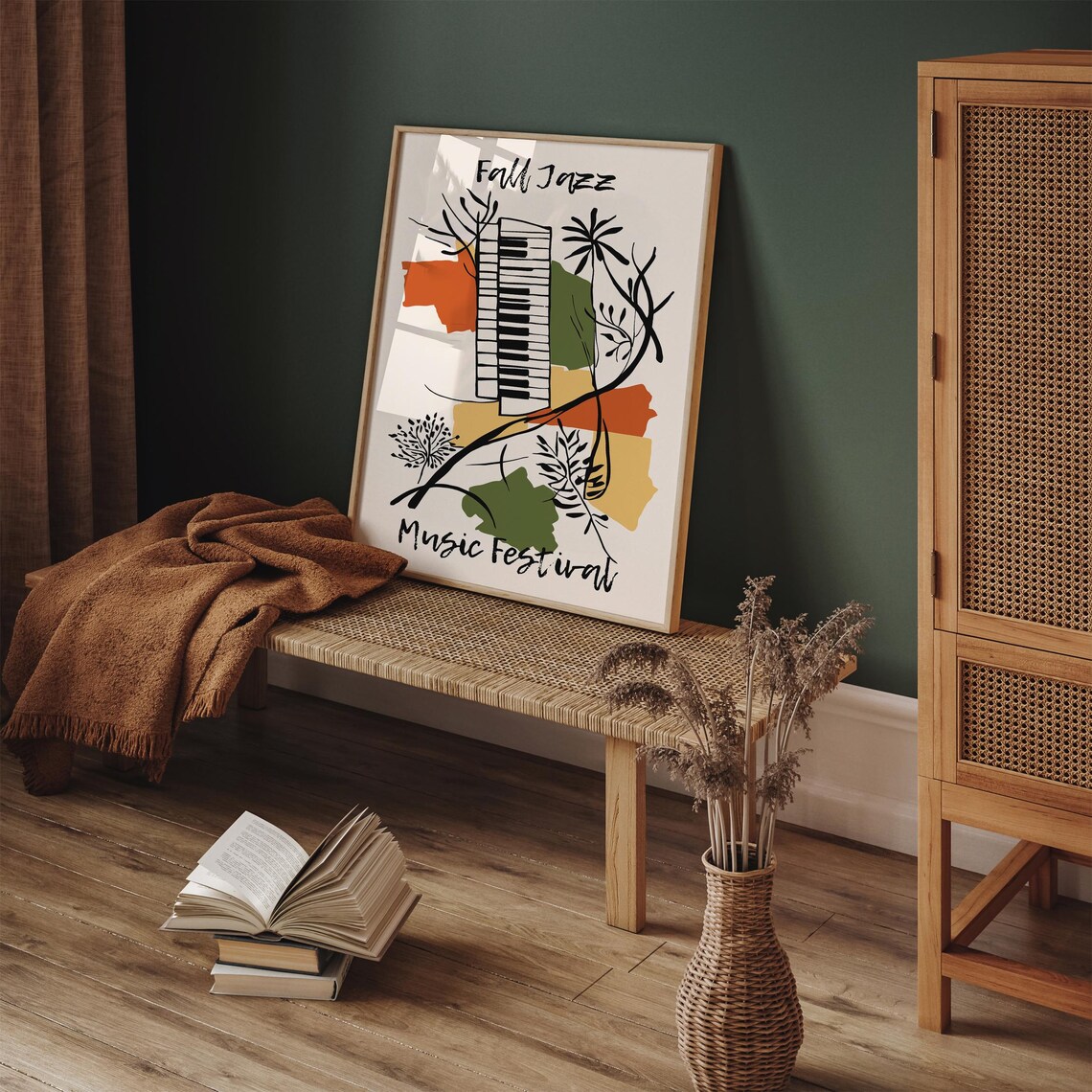 Fall Jazz Music Festival Piano Keys Autumn Botanical Art Poster - Image 5