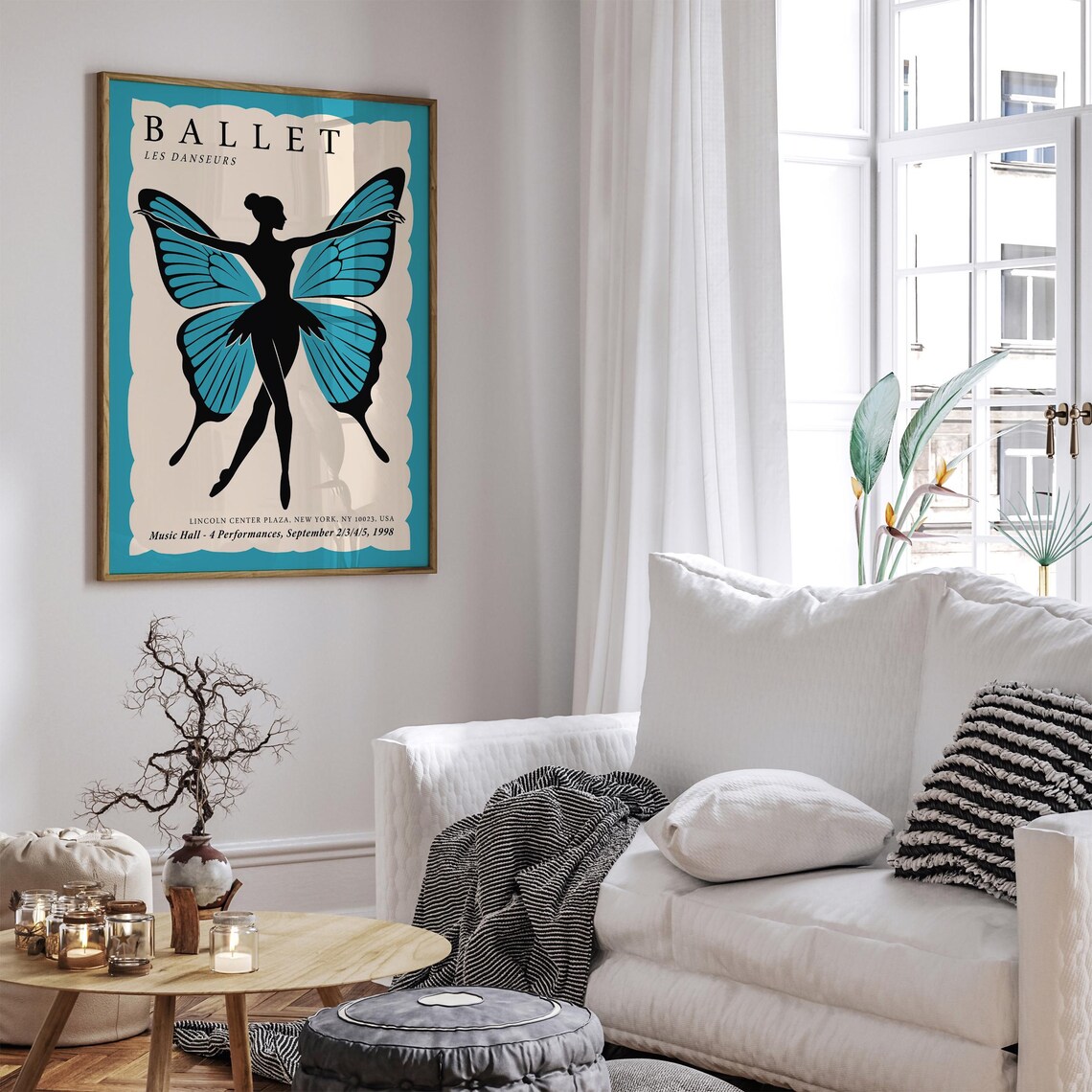 Ballet Les Danseurs 1998 Teal Butterfly Wings Ballerina Poster - Image 5