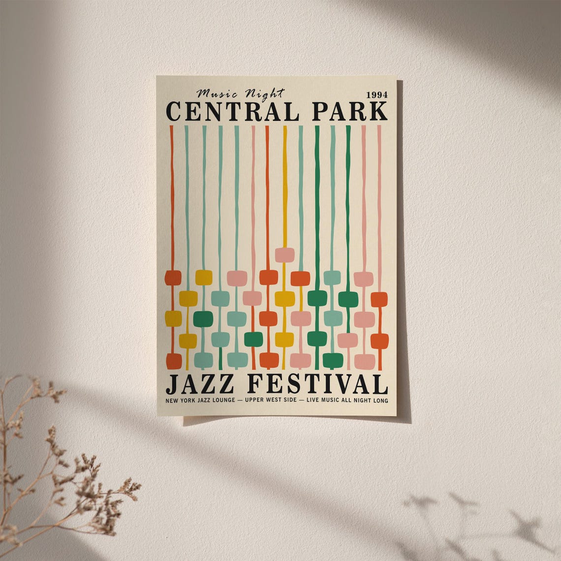 Colorful New York Jazz Festival Poster Retro Mid Century Modern Art Print Central Park Music Poster Jazz Night Wall Art Airbnb Decor - Image 6