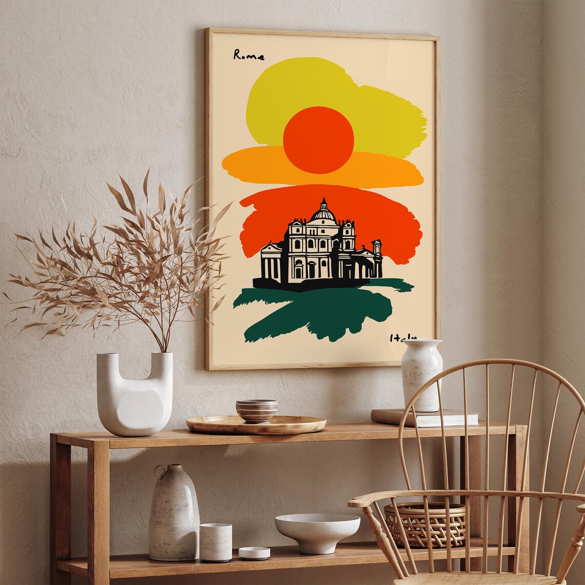 Rome Italy Saint Peters Basilica Retro Sunset Travel Art Poster - Image 2