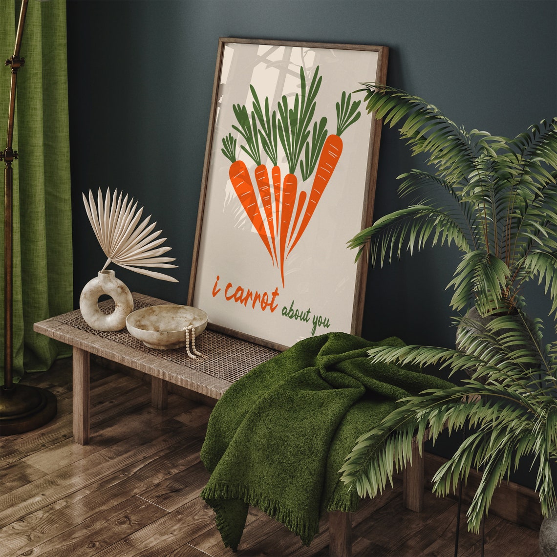 I Carrot About You Pun Poster with Playful Carrot Illustration - Image 4