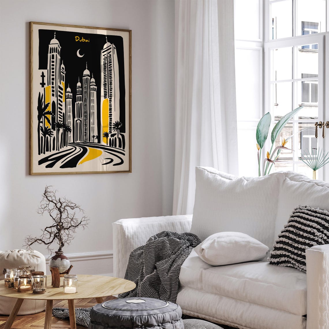 Dubai Night Skyline Black Gold Crescent Moon Cityscape Poster - Image 6
