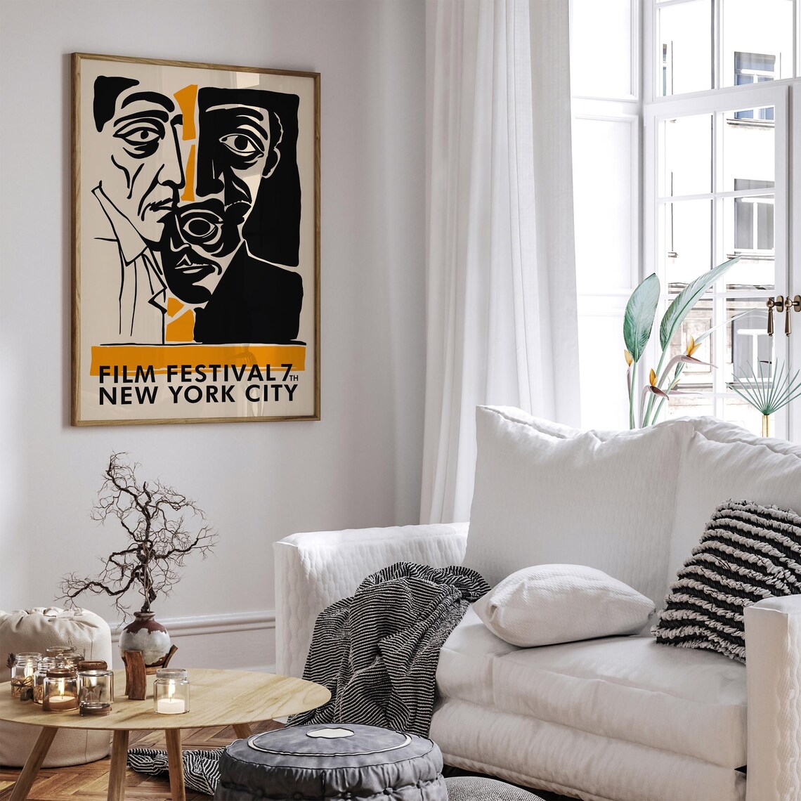 New York City 7th Film Festival Poster with Cubist Faces Art - Image 5