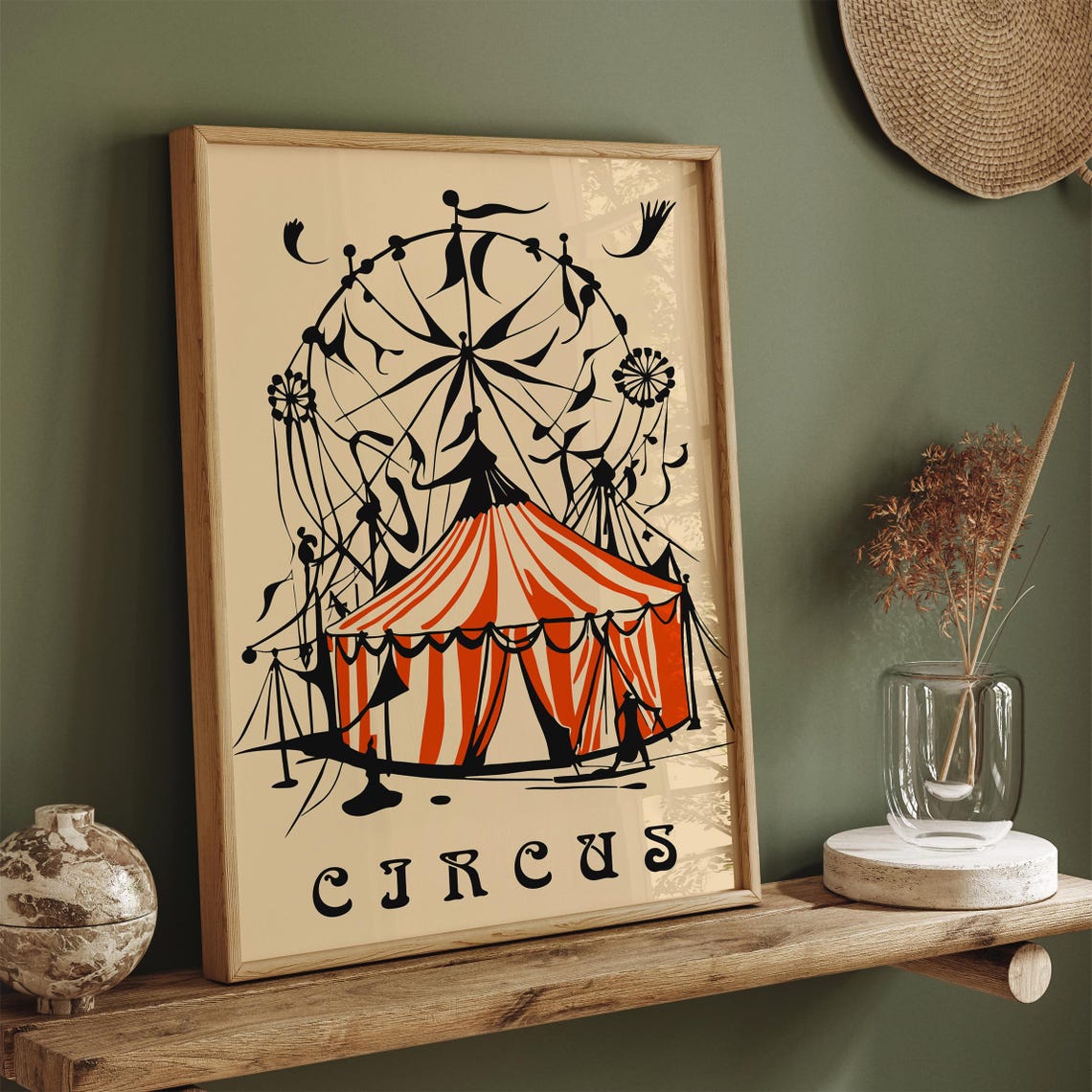 Vintage Circus Big Top Red Tent Ferris Wheel Carnival Poster - Image 3