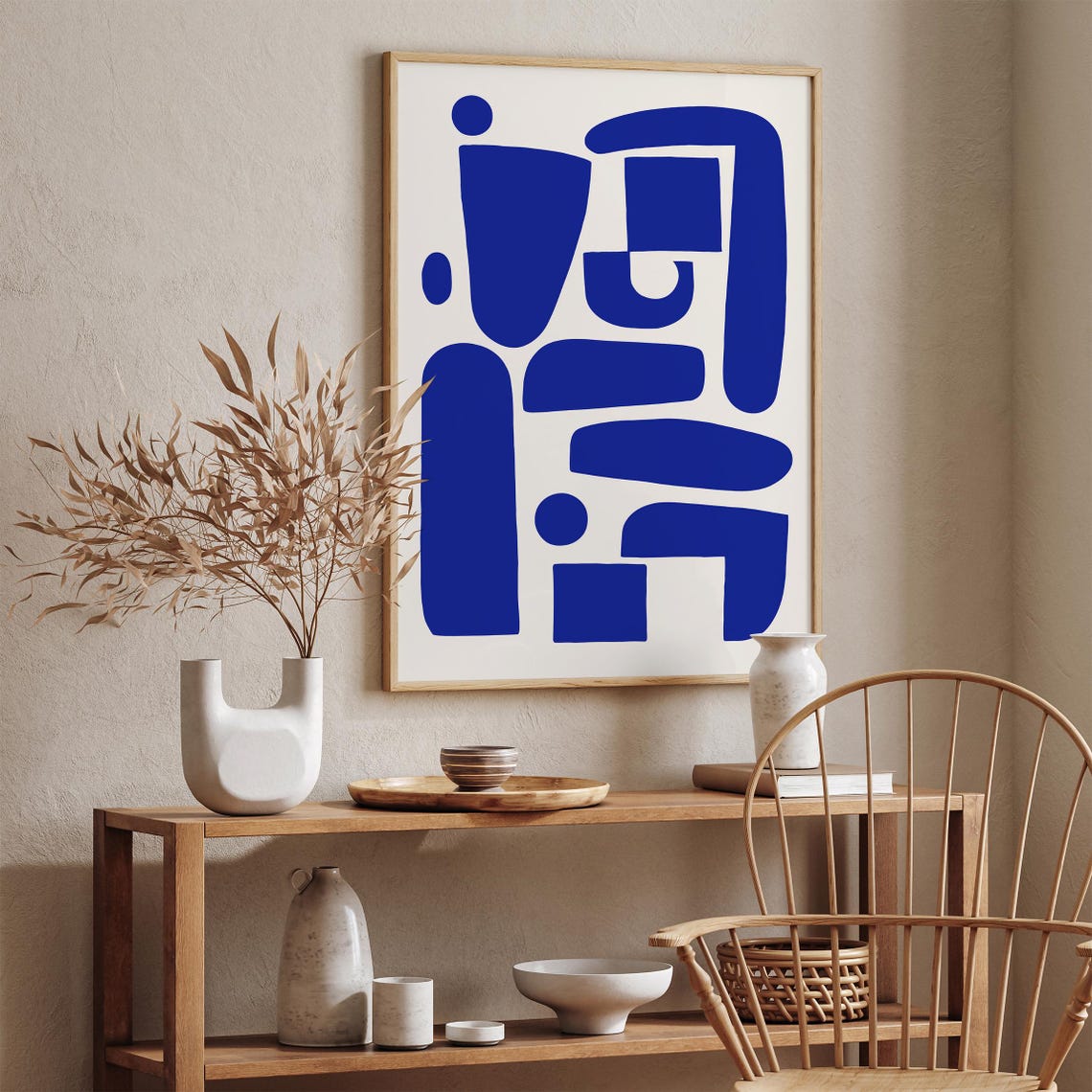 Modern Striking Cobalt Blue Geometric Abstract Shapes Poster - Image 5