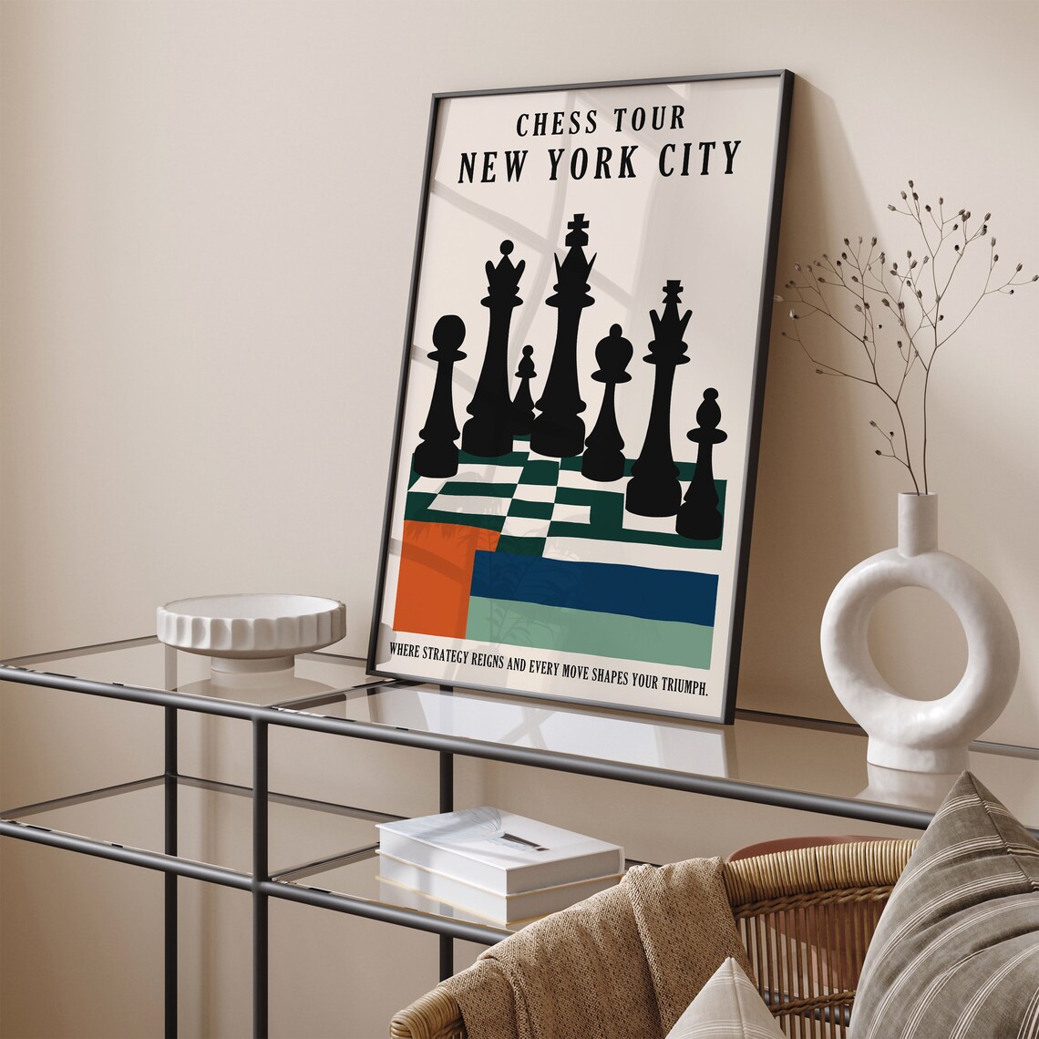 Chess Tour New York City Strategy Triumph Game Room Office Poster - Image 2