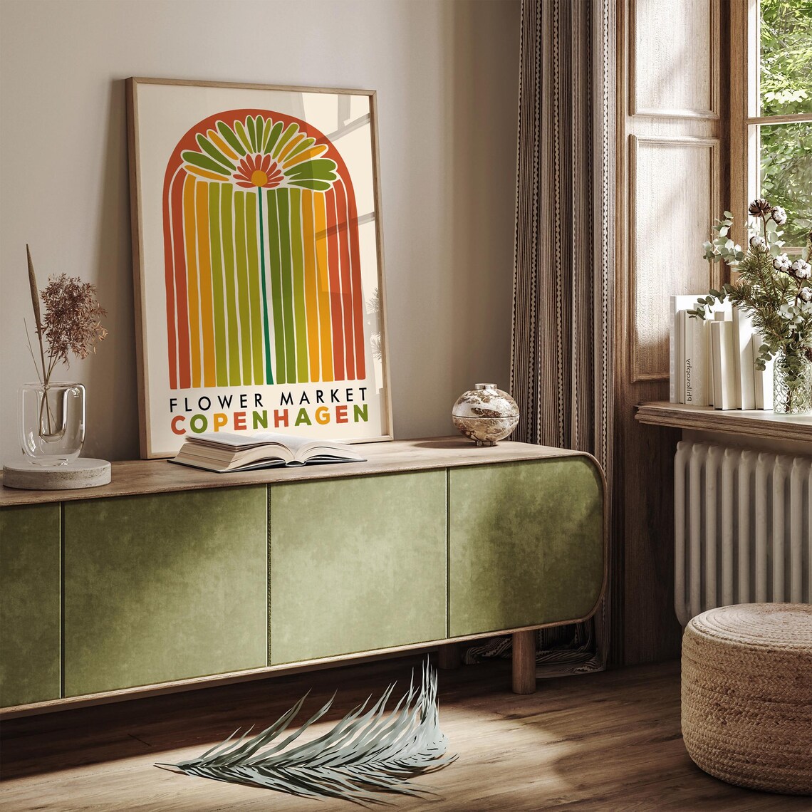 Scandinavian Flower Market Copenhagen Retro Rainbow Arch Poster - Image 4