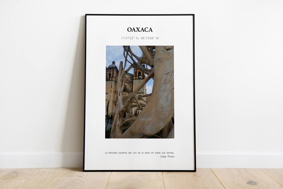 Oaxaca Mexico Gnarled Tree Church Diego Rivera Travel Quote Poster