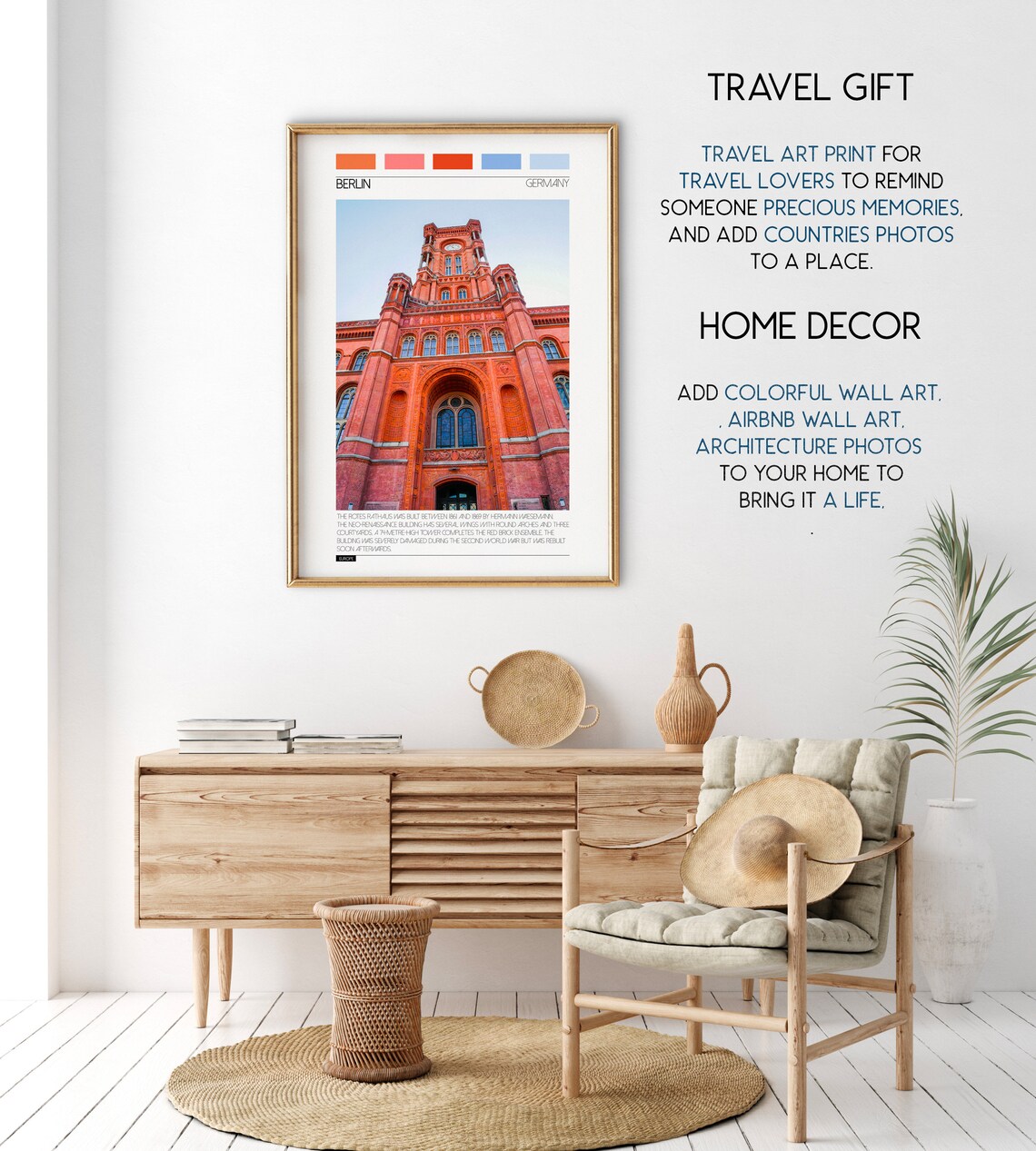 Berlin Germany Historic Red Town Hall Brick Landmark Travel Print - Image 2