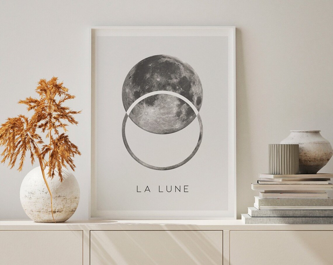 Moon Wall Art, La Lune Scandinavian Lunar Cycle