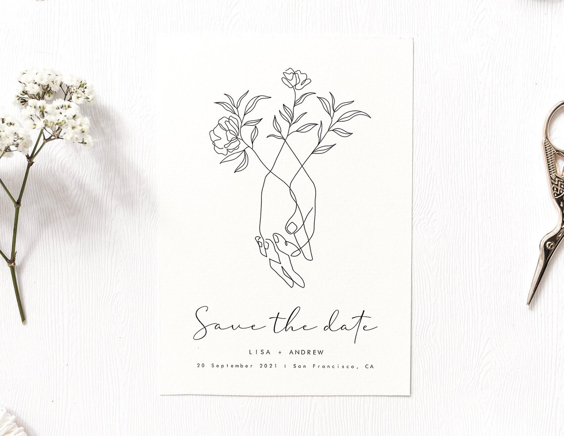 Save The Date Minimalist Wedding Line Art - Image 4