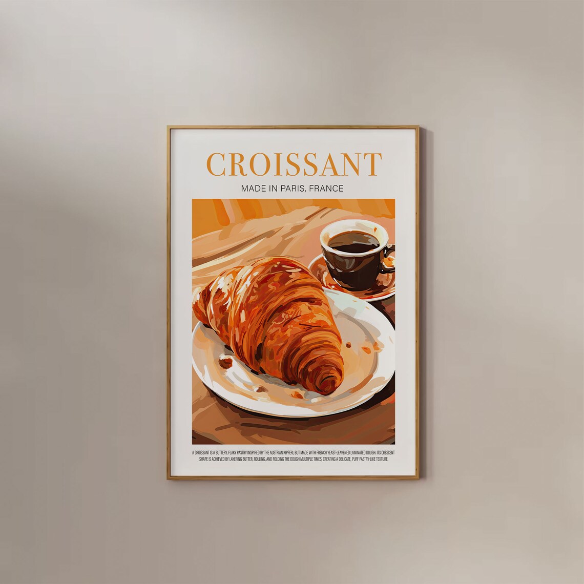 Croissant Made in Paris France Golden Bakery Breakfast Retro Poster - Image 2