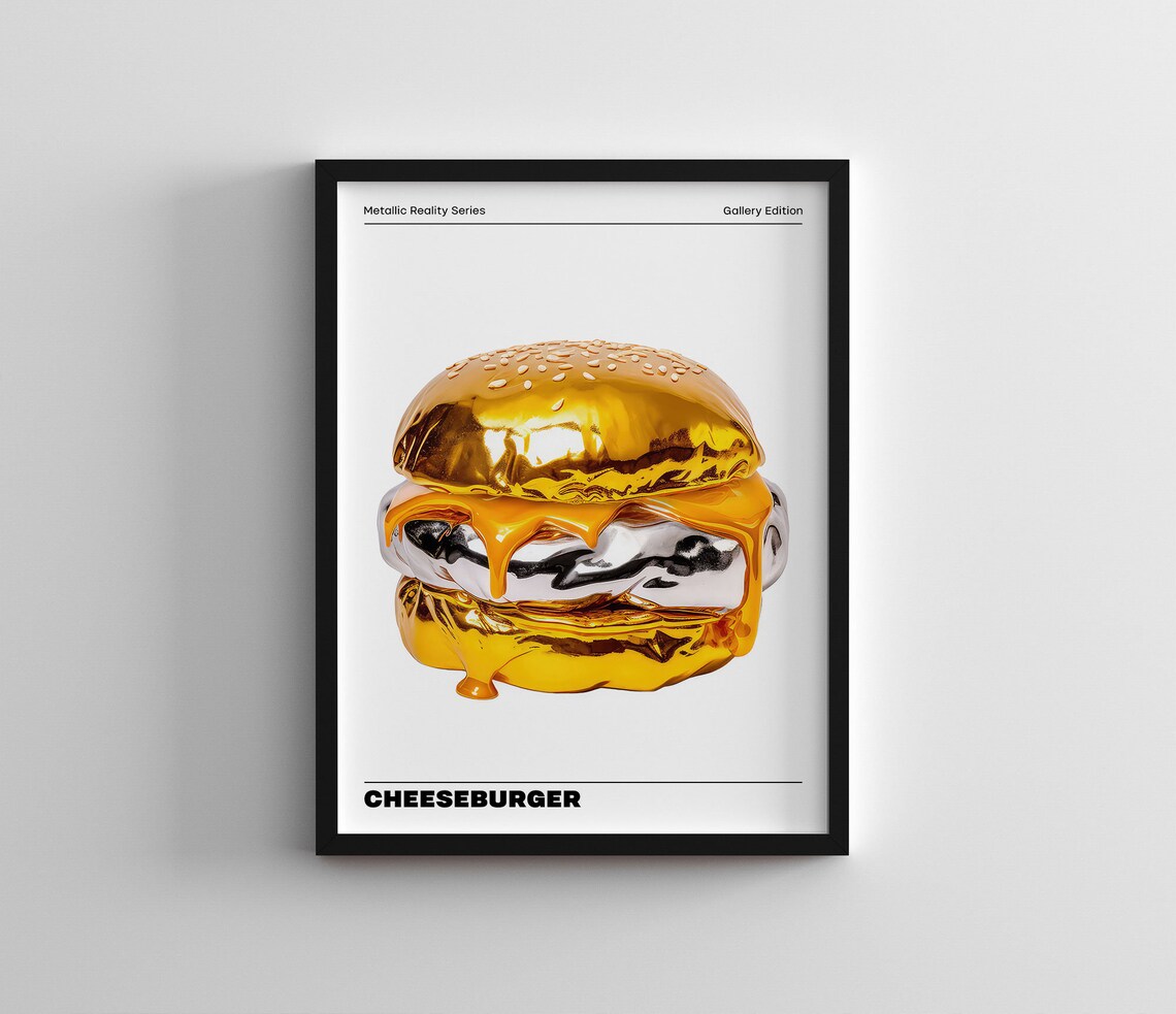 Cheeseburger Modern Food Art Print, Kitchen Decor - Image 3