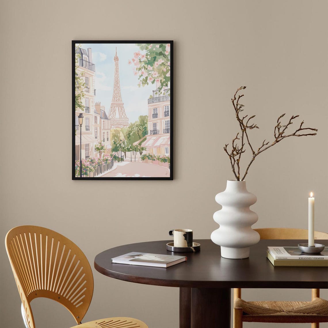 Paris Eiffel Tower Spring Street Pastel Watercolor City Poster - Image 4
