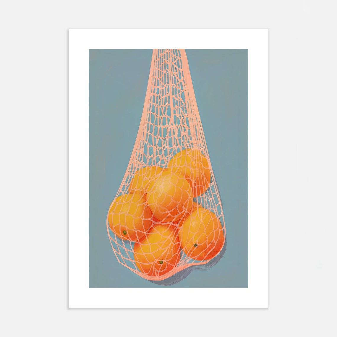 Fresh Oranges In Pink Mesh Market Bag Retro Fruit Pop Art Poster - Image 3
