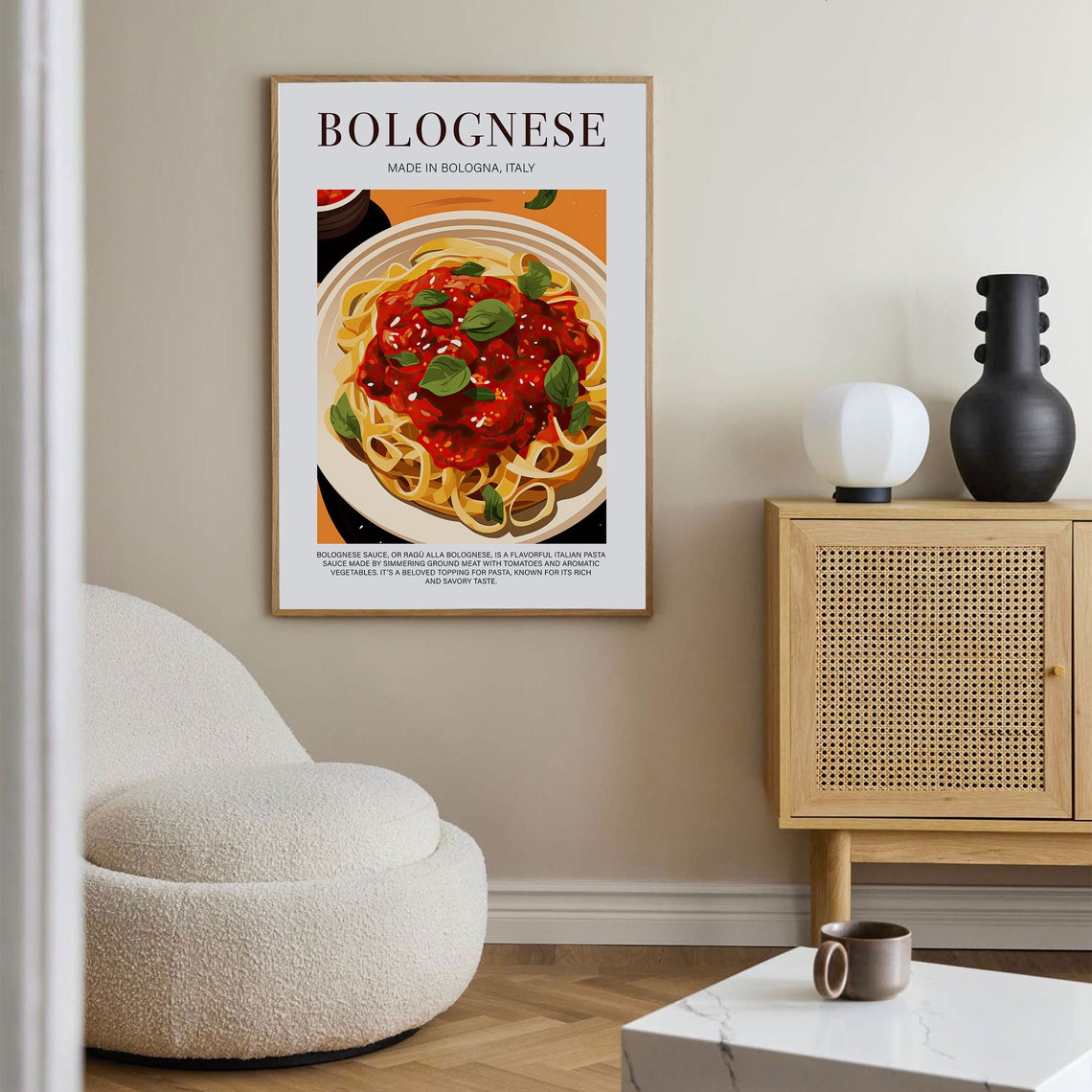Bolognese Pasta Made in Bologna Italy Retro Kitchen Food Poster - Image 2