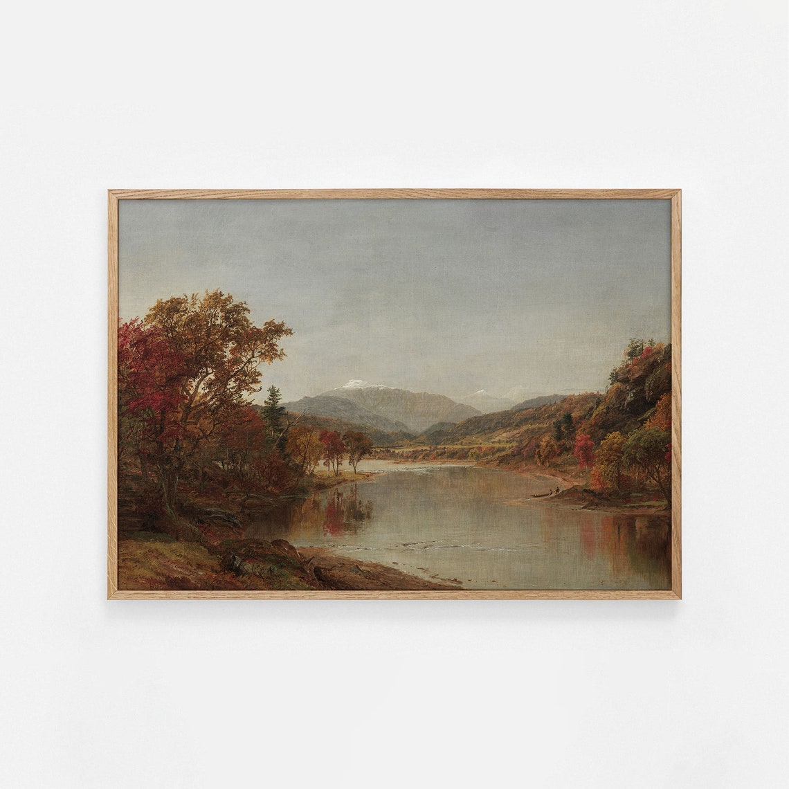 Autumn River Valley Mountains Vintage Fall Foliage Landscape Poster