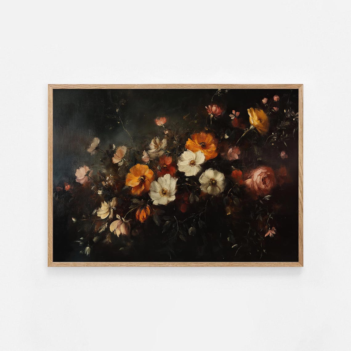 Dark Floral Oil Painting Moody Vintage Botanical Flower Poster - Image 3