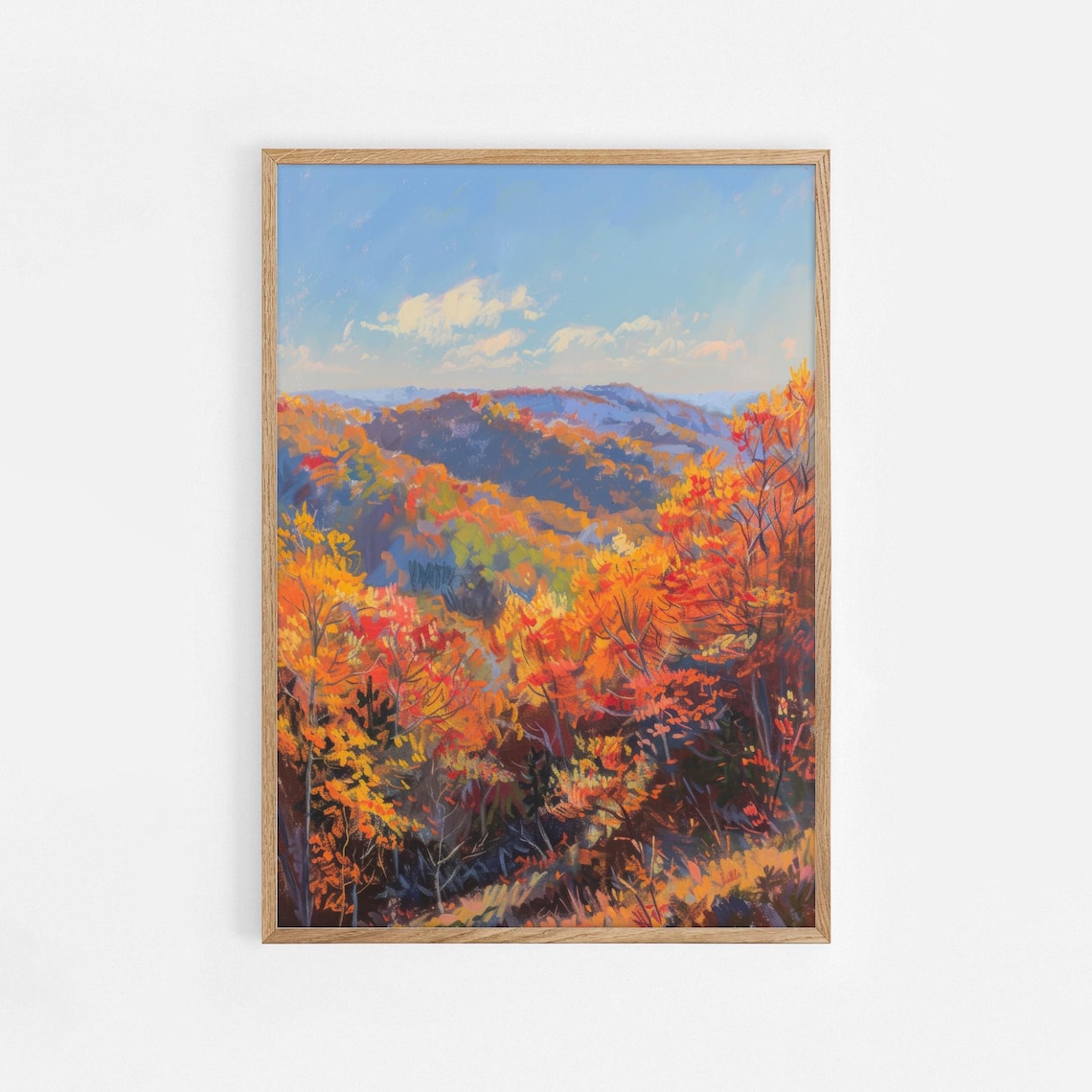 Colorful Autumn Mountain Landscape Fall Foliage Painting Scenic Wall Art