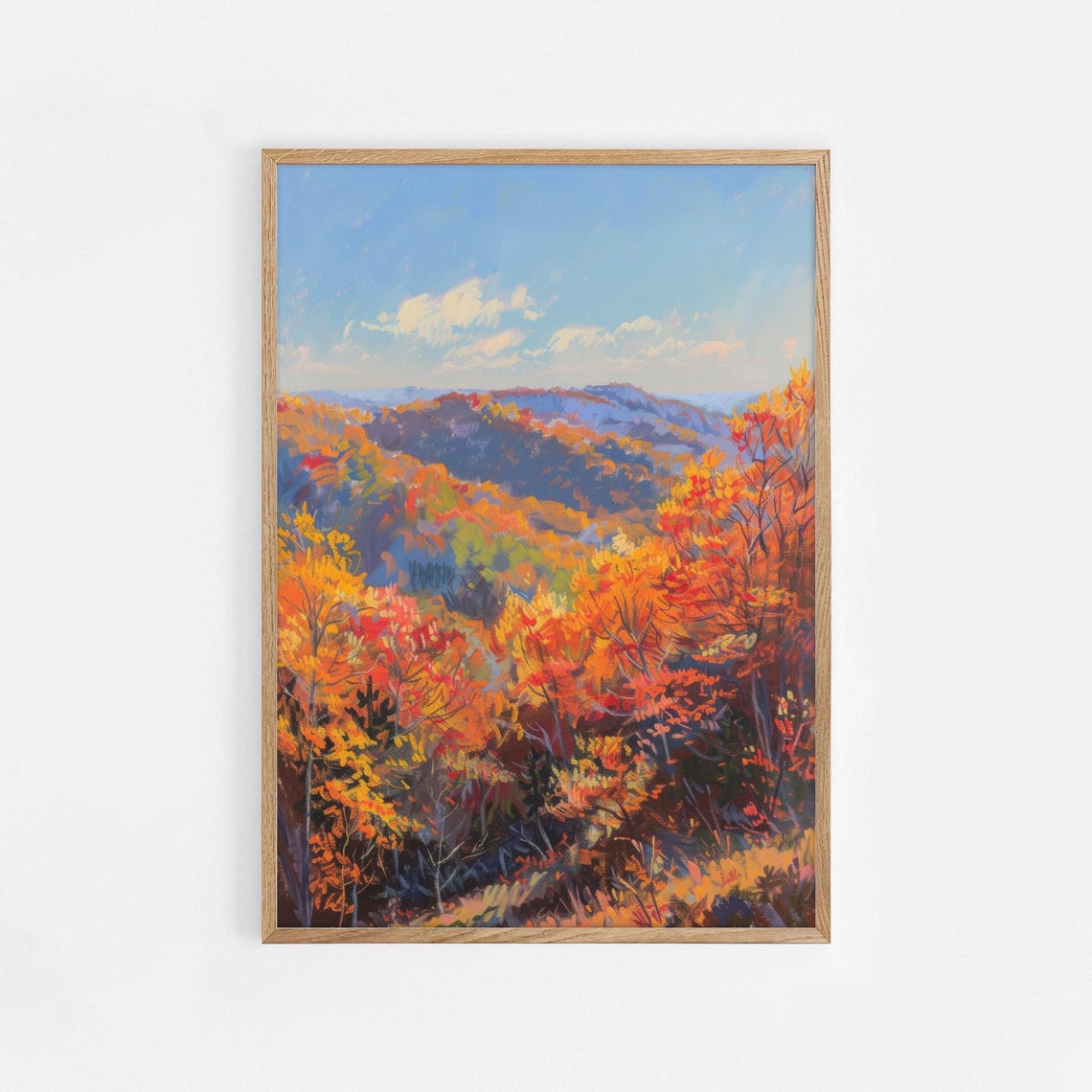 Fall Mountain Landscape Print Autumn Wall Art Colorful Foliage Poster Vibrant Nature Scene Cozy Cabin Decor Forest Artwork 1097