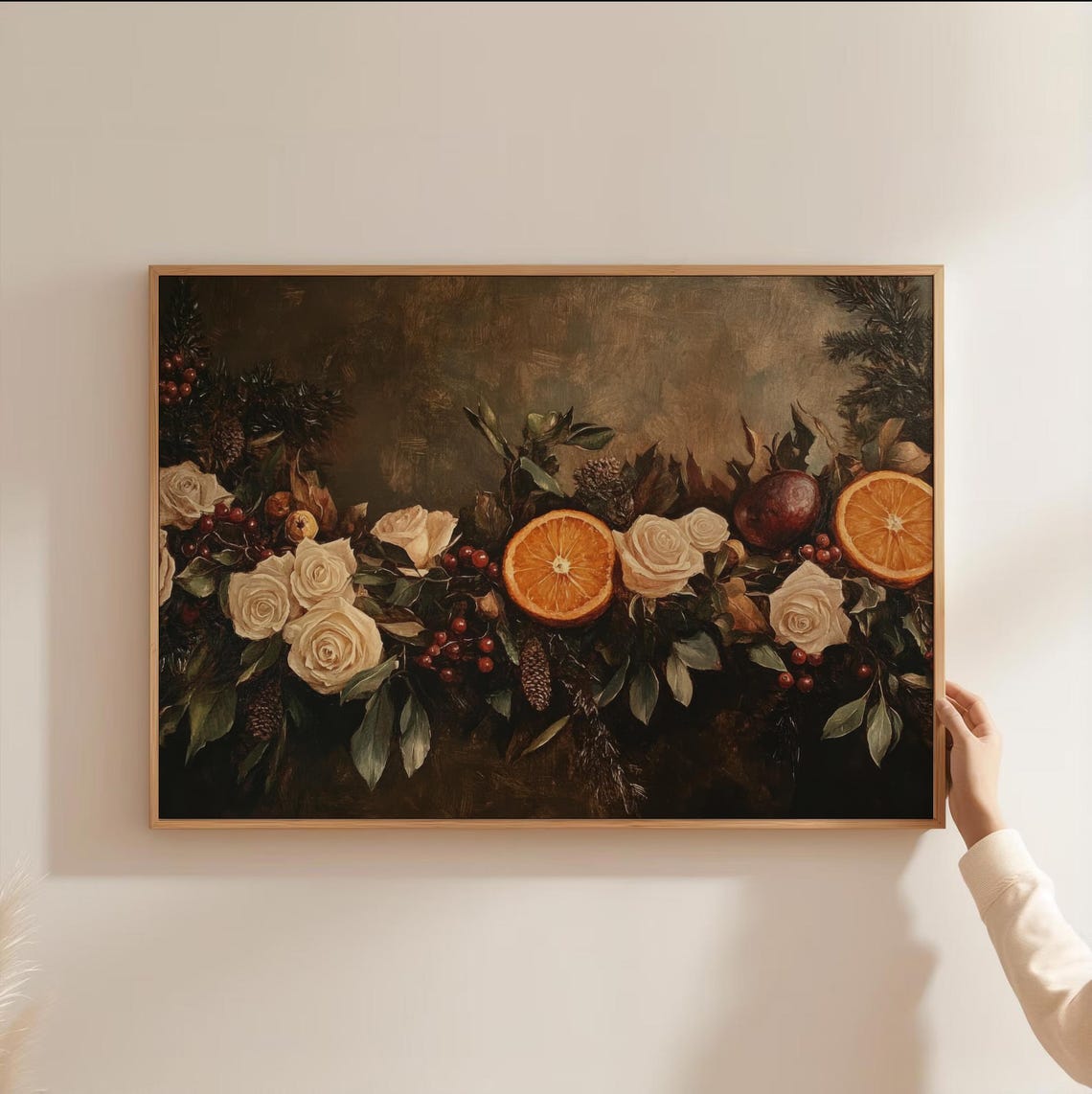 Vintage Winter Floral Christmas Art Holiday Botanical Flower Painting Dark Academia Moody Christmas Decor Winter Holiday Farmhouse 795 - Image 3