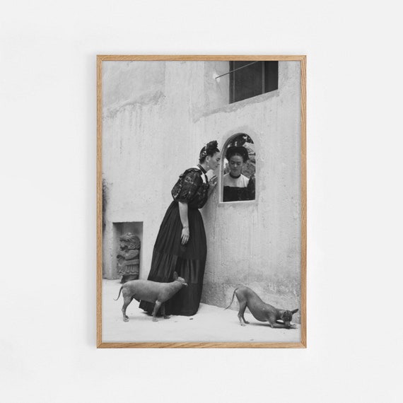 Frida Kahlo With Pets Vintage Art Print